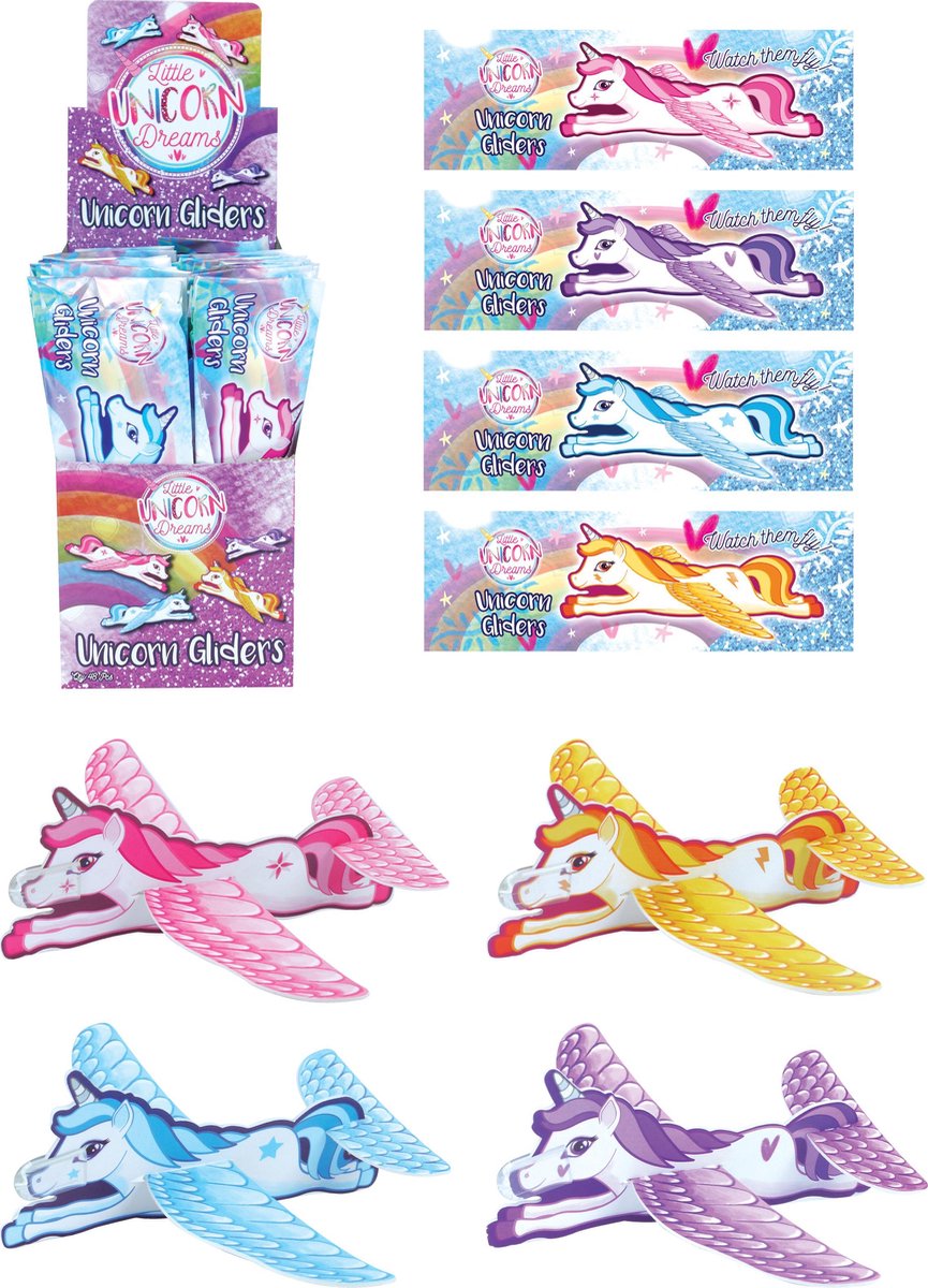 Foam vliegende Unicorn | 12 STUKS| Uitdeelcadeautjes | Foam Gliders | Zweefvliegtuig